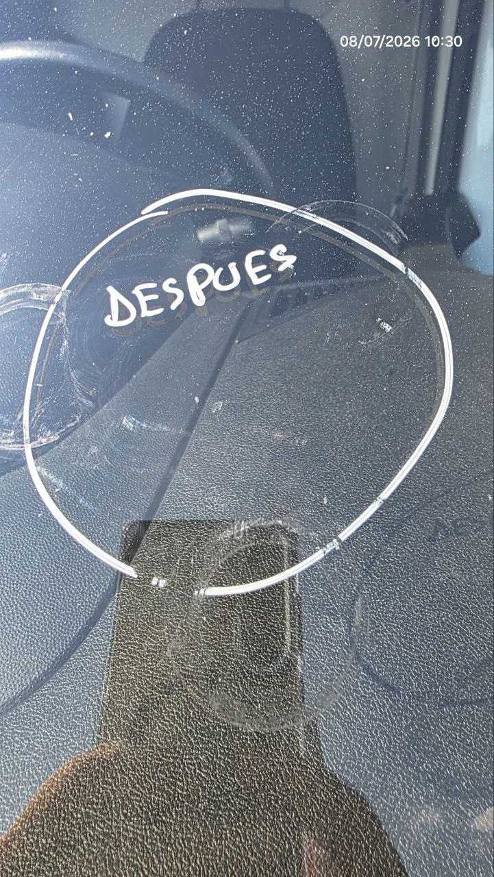 Resultado después de reparar el impacto del parabrisas